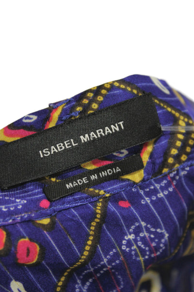 Isabel Marant Womens Blue Silk Geometric Mini Skirt Tie Size 40