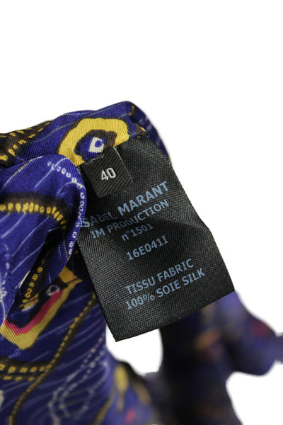 Isabel Marant Womens Blue Silk Geometric Mini Skirt Tie Size 40