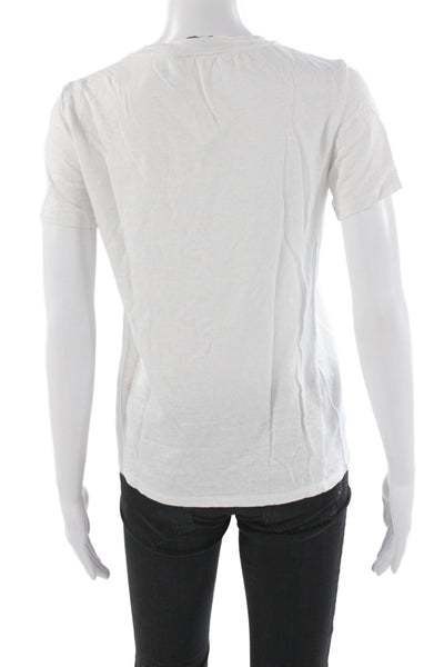 Theory Womens Basic White Linen T-Shirt Short Sleeve Crew Neck Size PP