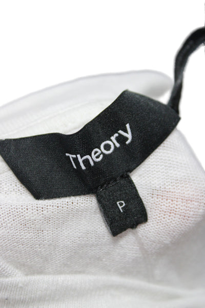 Theory Womens Basic White Linen T-Shirt Short Sleeve Crew Neck Size PP