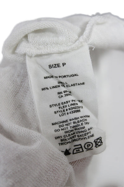Theory Womens Basic White Linen T-Shirt Short Sleeve Crew Neck Size PP