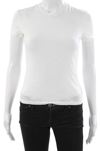 Theory Womens Basic White Crew Neck Organic Cotton T-Shirt Size PP