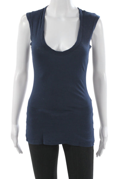 Velvet Womens Basic Blue Scoop Neck Cotton Sleeveless Tank Size PP