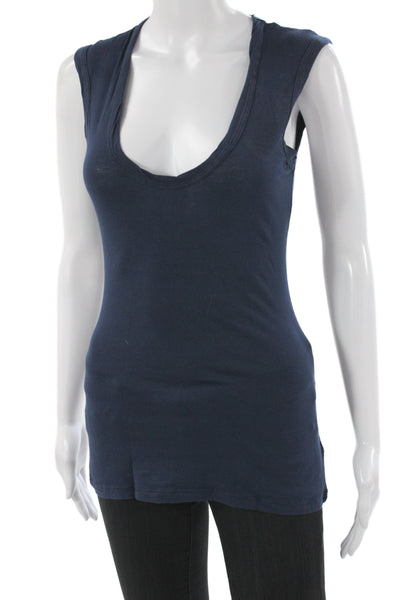 Velvet Womens Basic Blue Scoop Neck Cotton Sleeveless Tank Size PP