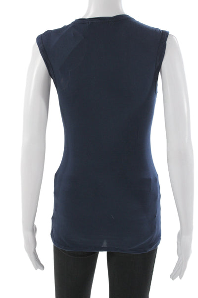 Velvet Womens Basic Blue Scoop Neck Cotton Sleeveless Tank Size PP