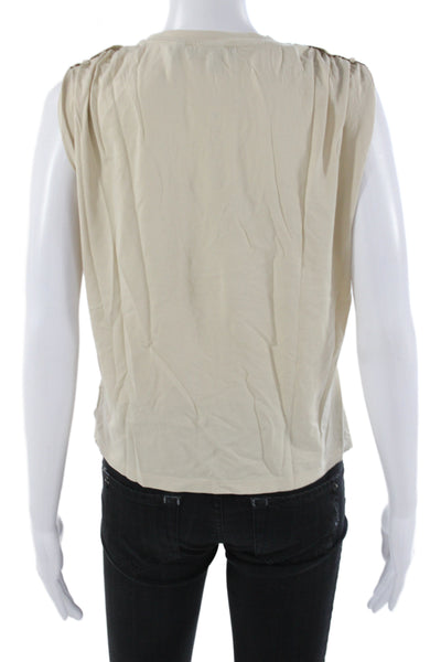 Theory Womens Basic T-Shirt Beige Pima Cotton Crew Neck Sleeveless Size PP