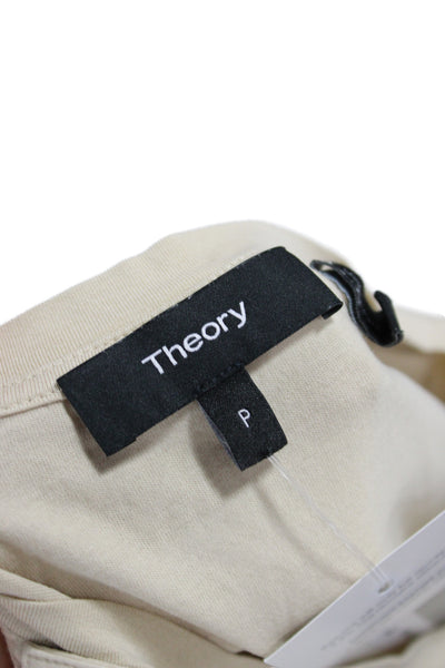 Theory Womens Basic T-Shirt Beige Pima Cotton Crew Neck Sleeveless Size PP