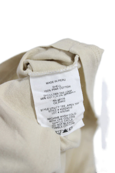 Theory Womens Basic T-Shirt Beige Pima Cotton Crew Neck Sleeveless Size PP