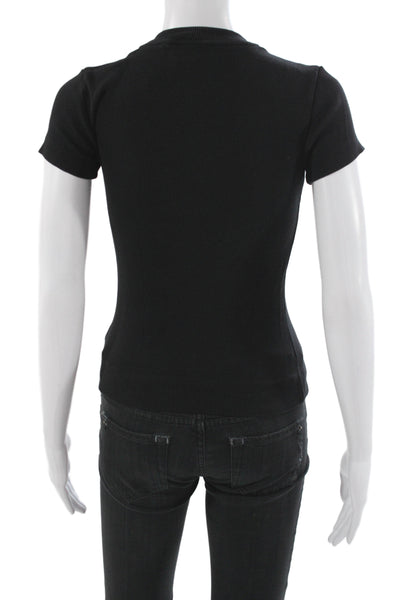 Theory Womens Basic Black Mock Neck Short Sleeve T-Shirt Size PP