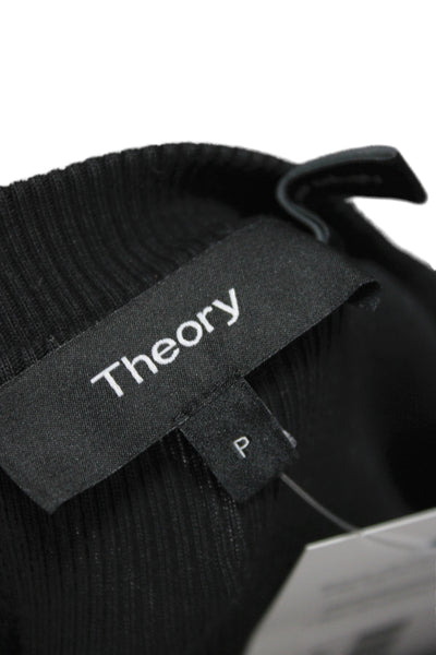 Theory Womens Basic Black Mock Neck Short Sleeve T-Shirt Size PP