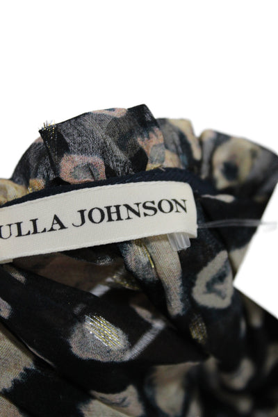 Ulla Johnson Womens Black Silk Argyle Tunic Long Sleeve Round Neck Tie Size 0