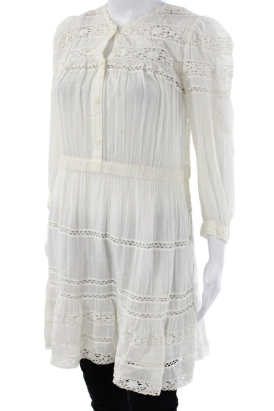 Isabel Marant Etoile Women Shirt Dress White Cotton Long Sleeve Button Size XS