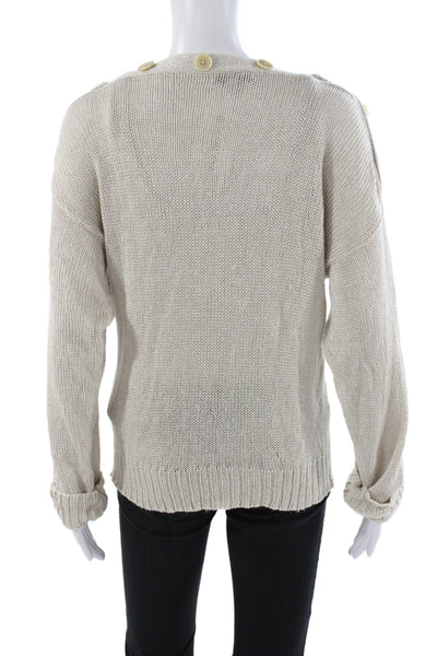 Joie Women Beige Boat Neck Long Sleeve Pullover 35% Rayon Size M
