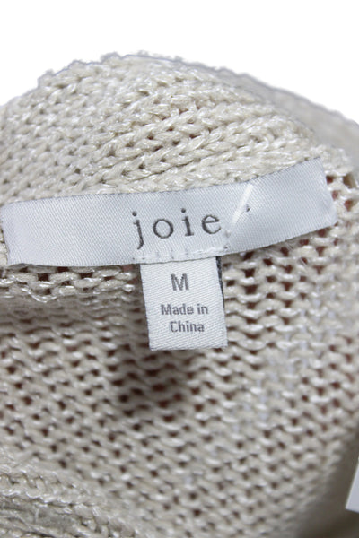 Joie Women Beige Boat Neck Long Sleeve Pullover 35% Rayon Size M