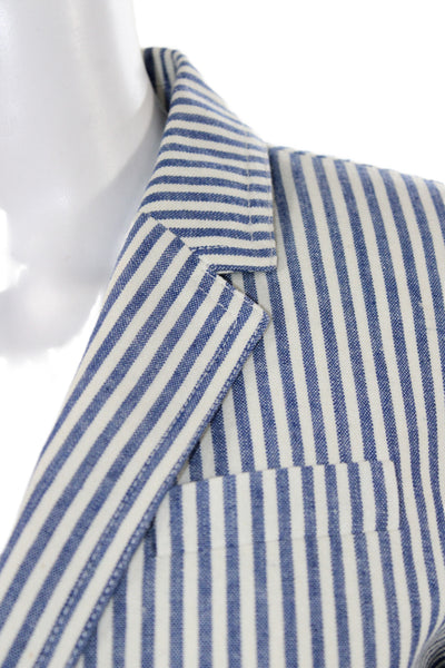 J Crew Women Striped Blue Button Front Long Sleeve Basic Jacket Size 6