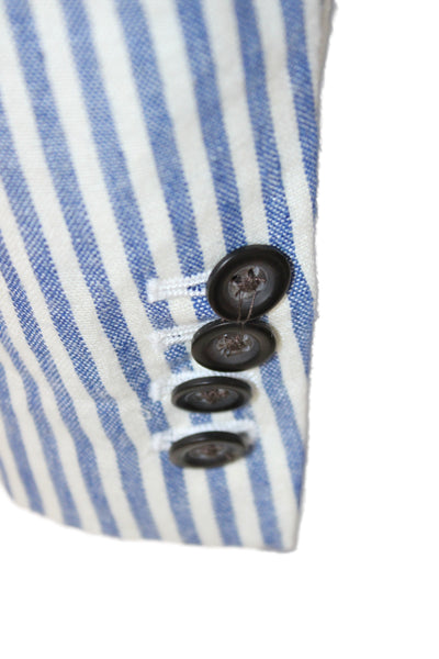 J Crew Women Striped Blue Button Front Long Sleeve Basic Jacket Size 6