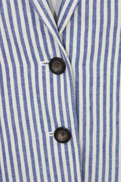 J Crew Women Striped Blue Button Front Long Sleeve Basic Jacket Size 6