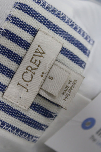J Crew Women Striped Blue Button Front Long Sleeve Basic Jacket Size 6
