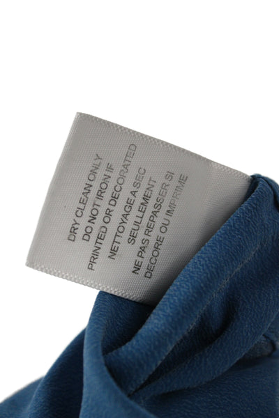 Equipment Femme Women Silk Collared Long Sleeve Blue Blouse Size S