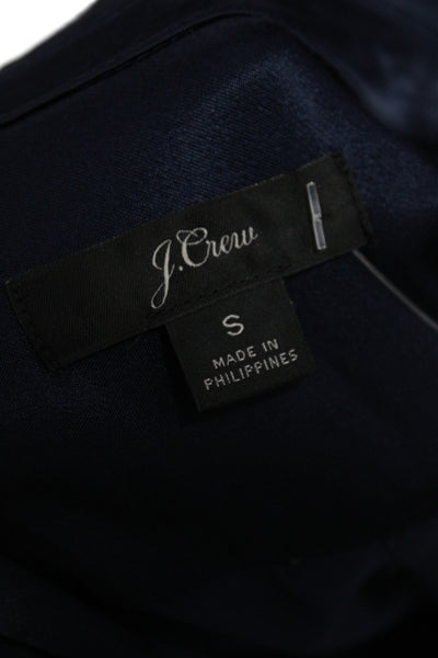 J Crew Women Basic Collared Long Sleeve Viscose Blue Blouse Size S