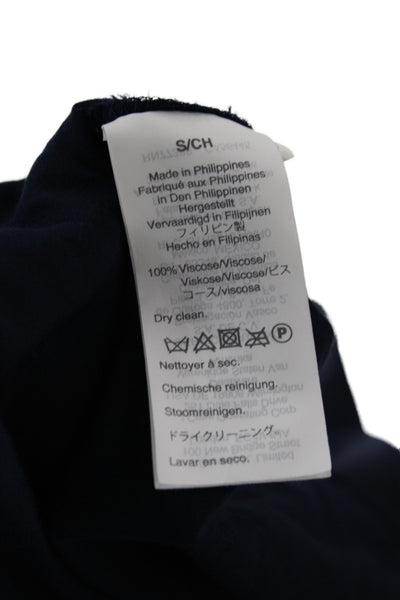 J Crew Women Basic Collared Long Sleeve Viscose Blue Blouse Size S