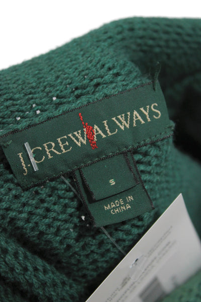 J Crew Womens Green 100% Cotton Mock Neck Pullover Sweater Long Sleeve Size S