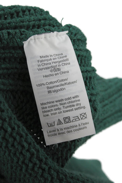 J Crew Womens Green 100% Cotton Mock Neck Pullover Sweater Long Sleeve Size S