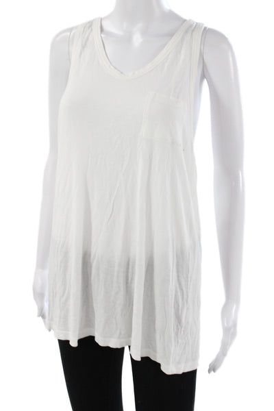 T Alexander Wang Women Basic Sleeveless Scoop Neck Rayon Tank White Size XS