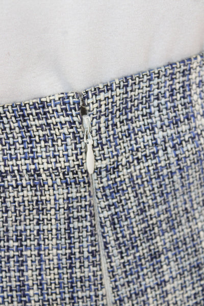 J Crew Women Blue Plaid Straight Pencil Skirt Knee Length Cotton Size 2