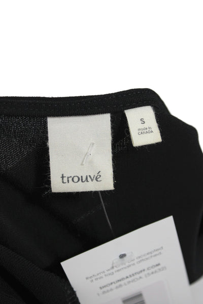 Trouve Womens Wrap Dress Black V-Neck Short Sleeve Polyester Size S