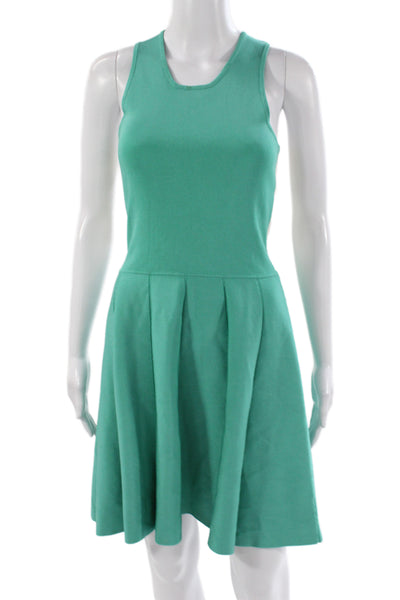 Parker Women Fit & Flare Green Scoop Neck Sleeveless Colorblock Dress Size M