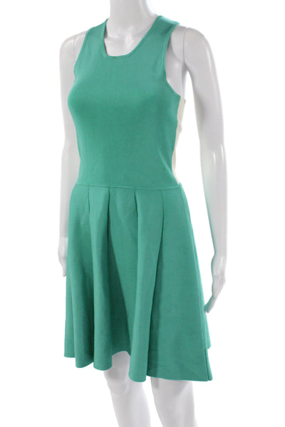 Parker Women Fit & Flare Green Scoop Neck Sleeveless Colorblock Dress Size M