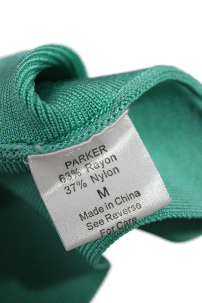 Parker Women Fit & Flare Green Scoop Neck Sleeveless Colorblock Dress Size M