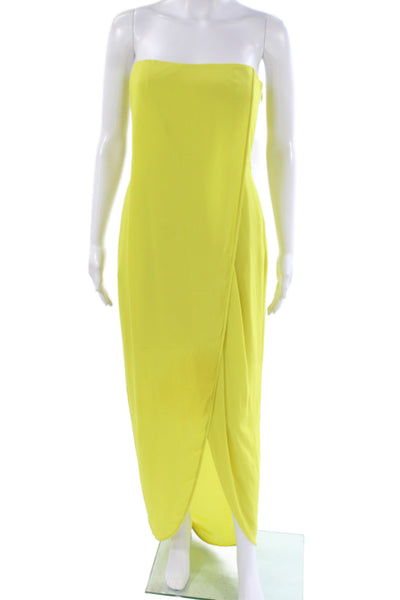 BCBGMAXAZRIA Womens Yellow Off the Shoulder Maxi Dress Zip Size 4