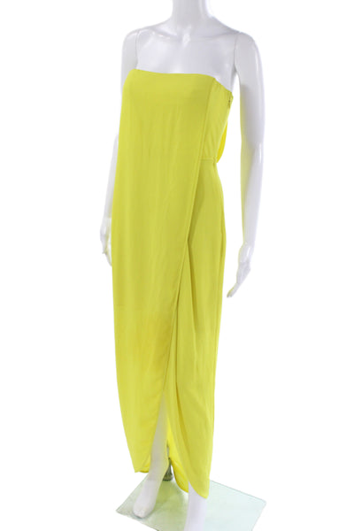 BCBGMAXAZRIA Womens Yellow Off the Shoulder Maxi Dress Zip Size 4