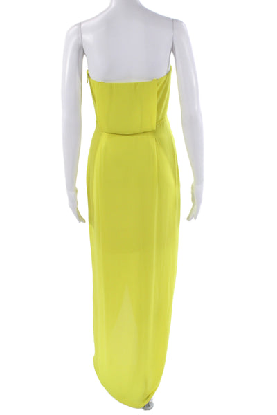 BCBGMAXAZRIA Womens Yellow Off the Shoulder Maxi Dress Zip Size 4
