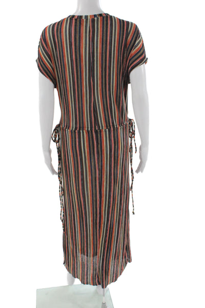 Zara Women Maxi Striped V-Neck Long Bohemian Multicolor Dress Size S