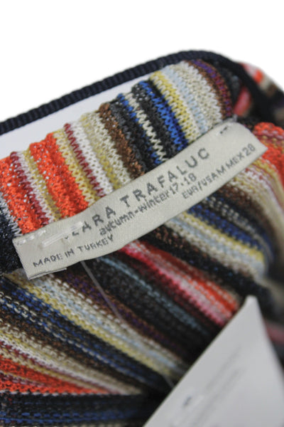 Zara Women Maxi Striped V-Neck Long Bohemian Multicolor Dress Size S