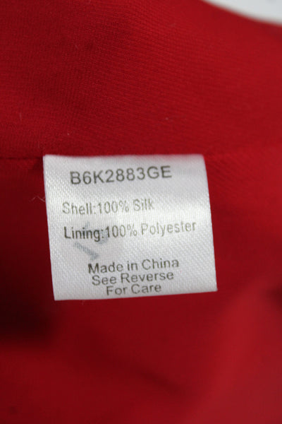 Parker Black Womens Red Silk V-Neck Blouson Long Sleeveless Dress Size 4