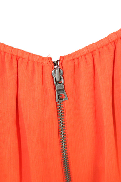 Alice + Olivia Women Shift Dress Orange Off Shoulder Sleeveless Short Size 6