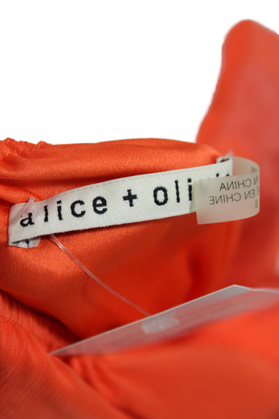 Alice + Olivia Women Shift Dress Orange Off Shoulder Sleeveless Short Size 6