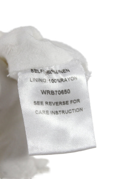 Lost + Wander Womens White Linen Collared Sleeveless Romper Button Size L