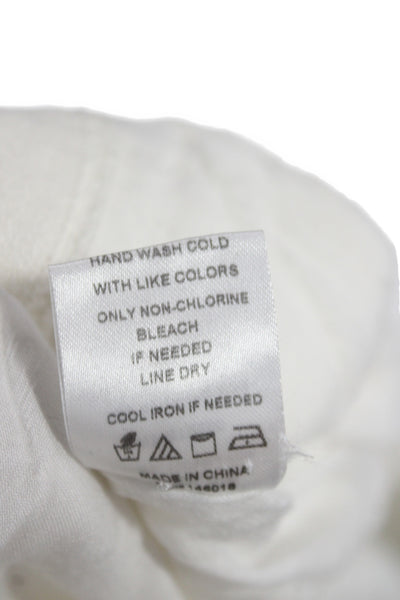 Lost + Wander Womens White Linen Collared Sleeveless Romper Button Size L