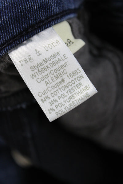 Rag & Bone Jean Womens Ankle Jeans Blue Mid-Rise Button Cotton Size 28