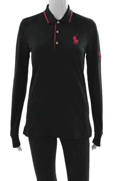 Polo Golf Ralph Lauren Women Black Collared Long Sleeve Jersey Polo Size S