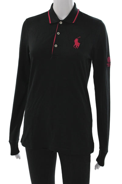 Polo Golf Ralph Lauren Women Black Collared Long Sleeve Jersey Polo Size S
