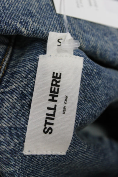 Still Here Womens Shirt Jeans Blue 100% Cotton Button Closure Size S