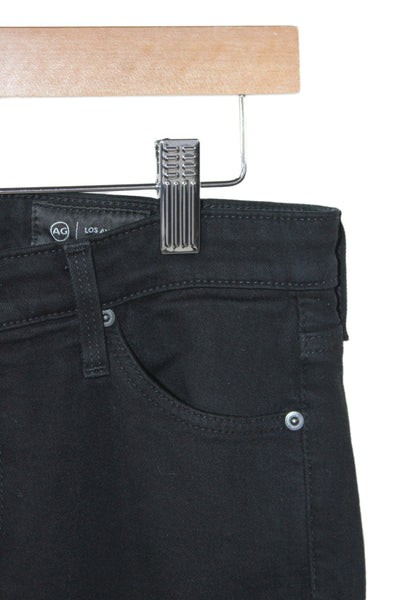 AG Women Skinny Jeans Black Viscose Button Size 25