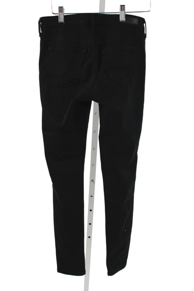 AG Women Skinny Jeans Black Viscose Button Size 25