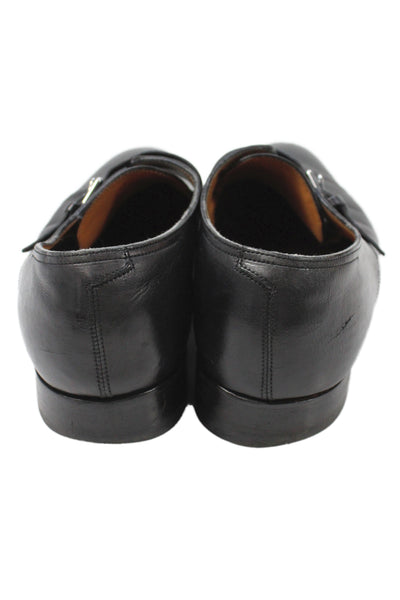 Hermes Paris Mens Leather Buckled Slip On Dress Shoes Black Size 12